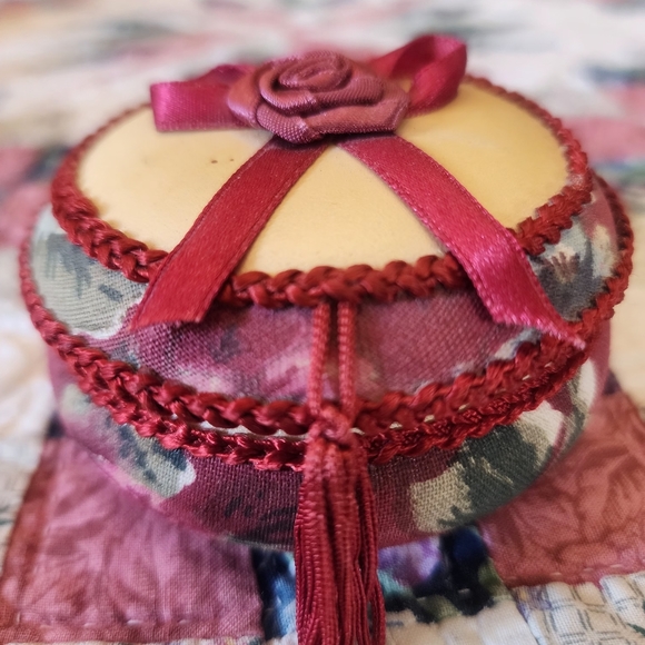 Jewelry - Floral Trinket Ceramic Box Wrapped In Floral Fabric
